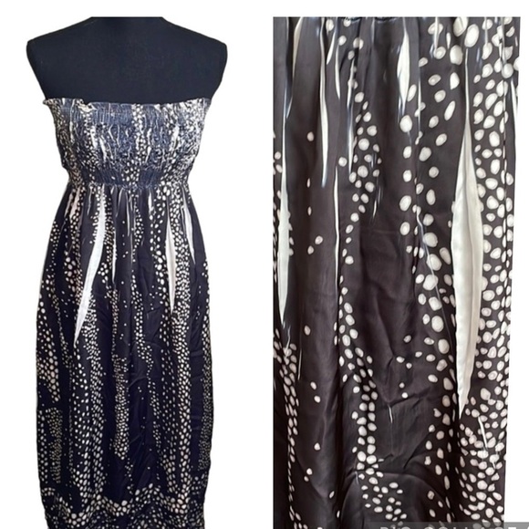 Lapis Dresses & Skirts - LAPIS Anthropologie Gray White Black Strapless Maxi Dress Size One Size